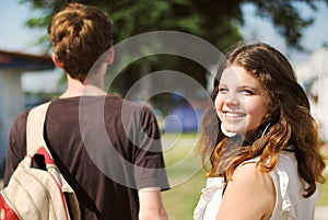 Happy smiling teenage girl portrait