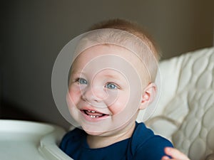 Happy smiling toddler boy portrait closeup. Beautiful child. childhood, portrait, baby psychology, kid education