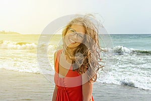 Happy smiling woman at beach