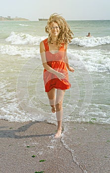 Happy smiling woman at beach