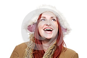 Happy smiling woman in winter clothes
