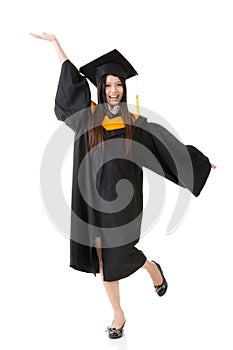 Happy smiling young asian graduation woman