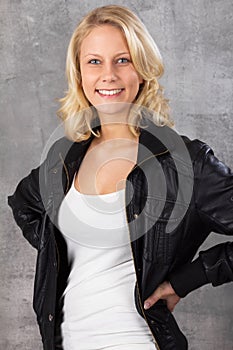 Happy smiling young blonde woman