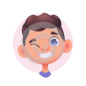 Happy smiling young european boy. Character avatar vector illustration.