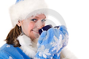 Happy Snow Maiden with cup