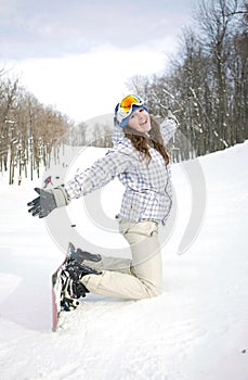 Happy snowboarder