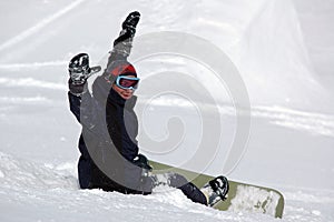 Happy snowboarder