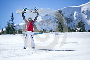 Happy snowboarder