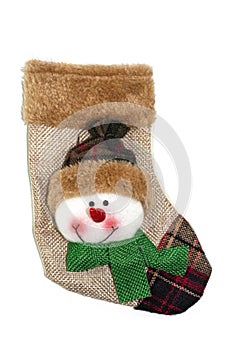 Happy snowman on a sock