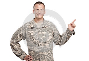 Happy Soldier pointing up