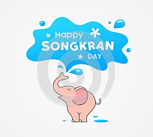 Happy Songkran Day Thailand festival, pink elephant water splash design
