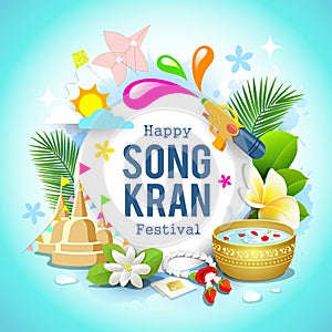 Happy Songkran festival Thailand beautiful design background
