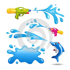 Happy Songrkran festival colorful gun and Splash water collections