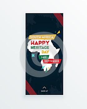 Happy South Africa Heritage Day - 24 September - social media story template with the South African flag colors and