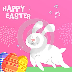 Happy spring bunny greeting card for easter