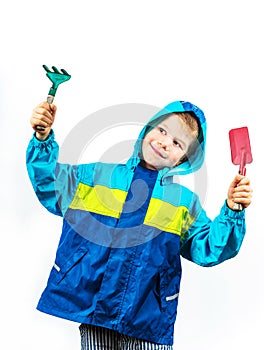 Happy spring gardening boy