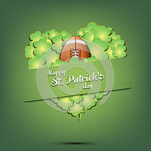 Happy St. Patrick day. Football and heart from clover