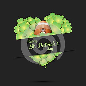 Happy St. Patrick day. Football and heart from clover