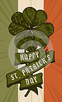 Happy st.patrick day shamrock on irish flag background