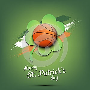 Happy St. Patrick`s day and basketball ball