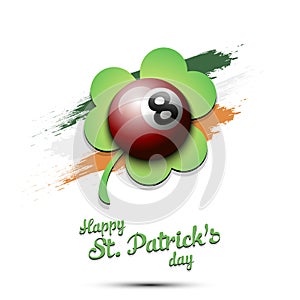 Happy St. Patrick`s day and billiard ball