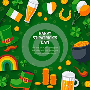 Happy St. Patrick`s Day Green Background