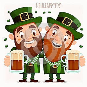 Happy St. Patrick\'s Day illustration. shamrock leaves, beer mug and hat