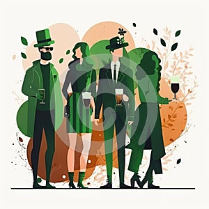 Happy St. Patrick\'s Day illustration. shamrock leaves, beer mug and hat