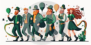 Happy St. Patrick\'s Day illustration. shamrock leaves, beer mug and hat