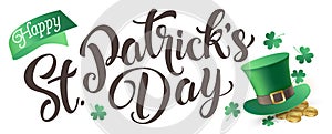 Happy St. Patrick`s Day isolated on a white background.