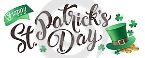 Happy St. Patrick`s Day isolated on a white background. photo