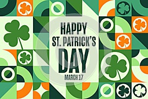 Happy St. Patrick s Day. March 17. Holiday concept. Template for background, banner, card, poster with text inscription
