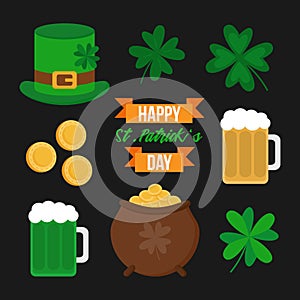 Happy St. Patrick`s Day vector icon set