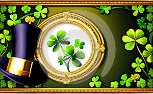 Happy St patricks day background banner with Patrick\'s day hat. Generative AI. photo