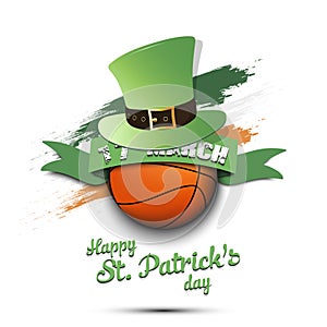 Happy St. Patricks day and basketball ball
