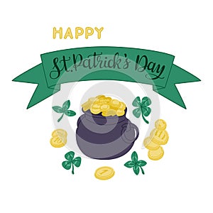 Happy St Patricks day calligraphic greeting card