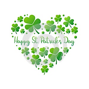 Happy St. Patricks Day vector heart on white background