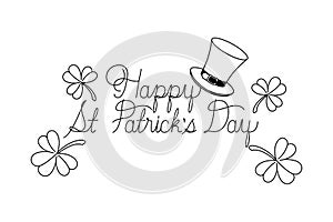 Happy st patricks day label with clover and elf hat icons