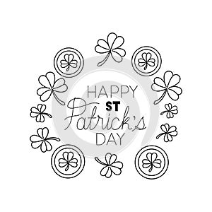 Happy st patricks day label with clover isolated icon