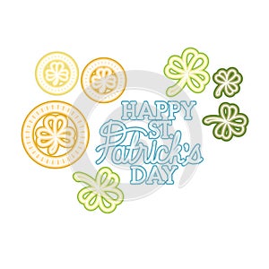 Happy st patricks day label with clover isolated icon