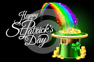 Happy St Patricks Day Leprechaun Hat Rainbow Sign photo