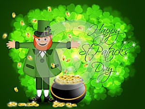 Happy St Patricks Day Leprechaun Pot of Gold