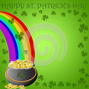 Happy St Patricks Day Pot of Gold End of Rainbow