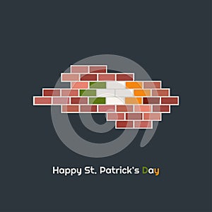 Happy St. Patricks`s Day Card With Bricks And The Irish Flag