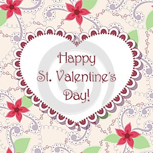 Happy St valentines day floral card