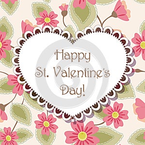 Happy St valentines day floral card