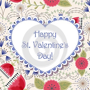 Happy St valentines day floral card