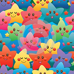 Happy star many colorful seamless pattern