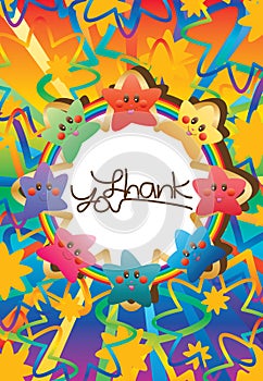 Happy star rainbow circle thank you vertical card