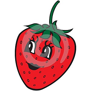 Happy Strawberry Cartoon symbol. Design element for kids coloring book, colouring page, t-shirt print, label, sticker.